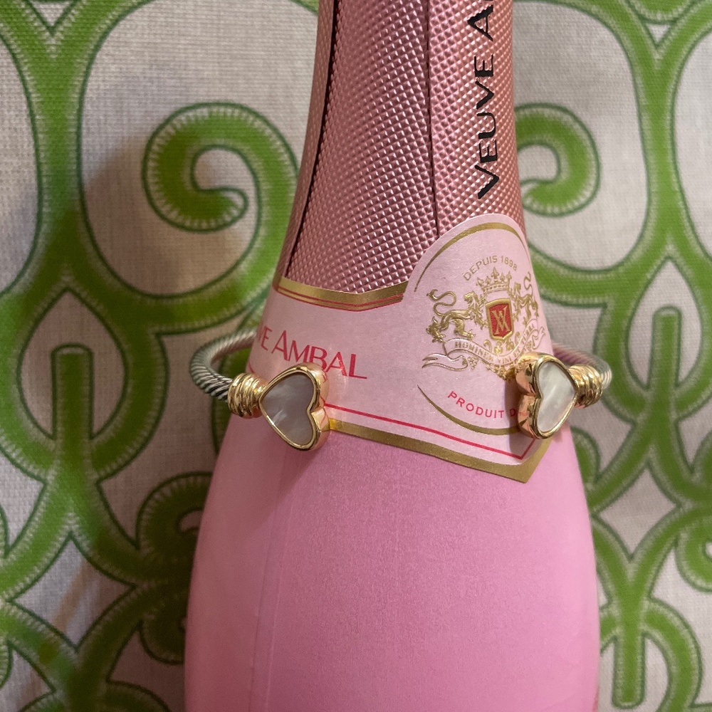 Two Tone Adjustable Heart Bangle - image 2